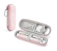 Étui de voyage pour brosse à dents électrique Oral B/Oral-B Pro/Phlips Sonicare, sac de rangement étanche et portable avec poche en maille et 2 couvre-têtes de brosse à dents (rose)