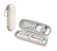Étui de voyage pour brosse à dents électrique Oral B/Oral-B Pro/Phlips Sonicare, sac de rangement étanche et portable avec poche en maille et 2 couvre-têtes de brosse à dents (beige)