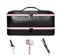 Étui de voyage pour outils de coiffure - Organiseur de fer plat pour sèche-cheveux, support de à friser | Pochette en fer plat portable à deux couches, petit support compact en cuir PU