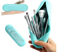 Etui de voyage professionnel en silicone pour pinceaux, couleur menthe, fermeture magnétique, 21x6x4 cm