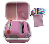 Étui de voyage rigide compatible avec Yoto Player (3e génération) résistant aux chocs pour enfants avec pochette pour cartes jusqu'à 20 cartes, rose et blanc (étui uniquement)