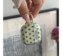 Étui d'écouteur à pois verts semi-transparent minimaliste avec boucle de suspension, compatible avec Pro 3, Nouveau Pro 2, Mignon Apple 4 minimaliste 3, Personnalisé 1/2 Étui d'écouteur Apple AirPods