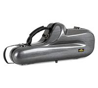 Étui Deluxe Lechgold rigide pour saxophone alto Mi bémol, rembourrage thermique, espace pour bec, col de cygne et accessoires, harnais sac à dos, design carbone stylé.