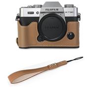 Étui demi-corps pour appareil photo en cuir PU imprimé palmier, pour Fujifilm XT30 Fuji X-T30 XT30II XT20 XT10, couvercle inférieur d'ouverture de batterie-XT30 Marron