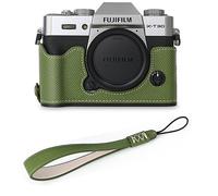 Étui demi-corps pour appareil photo en cuir PU imprimé palmier,pour Fujifilm XT30 Fuji X-T30 XT30II XT20 XT10,couvercle inférieur d'ouverture de batterie - Type XT30 Green