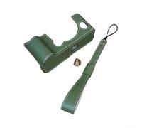 Étui Demi-Cuir Faux pour Fujifilm X-T5 Vert pour prise Améliorée | pour prise renforcée, confort accru, stabilité améliorée, couleur verte, modèle demi-coque