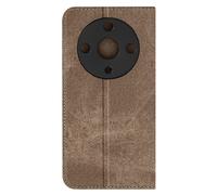 Etui Denim Portefeuille pour Honor Magic 6 Lite 5G Support vidéo Bronze