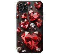 Étui des Coeurs Rubis Rouges Diamants étincelants Amour Luxe Coque pour iPhone 11 Pro Max