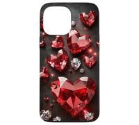 Étui des Coeurs Rubis Rouges Diamants étincelants Amour Luxe Coque pour iPhone 13 Pro Max