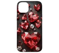 Étui des Coeurs Rubis Rouges Diamants étincelants Amour Luxe Coque pour iPhone 14 Plus