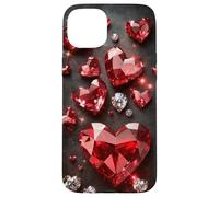 Étui des Coeurs Rubis Rouges Diamants étincelants Amour Luxe Coque pour iPhone 15 Plus