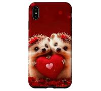 Étui des hérissons Mignons Love Heart Valentine Red Adorable Coque pour iPhone XS Max