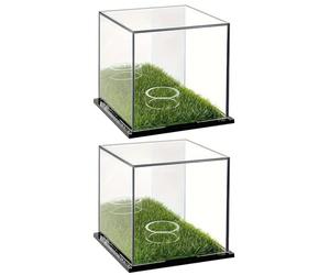 Étui des souvenirs de balle de golf - support de présentation unique, boîte en acrylique transparente | UV Safe Trophy Cube avec base en bois, porte-greffier à glissement le bureau, organisateur
