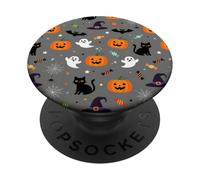 Étui d'halloween citrouilles, fantômes, sorcières, Chauves-Souris, Chats Noirs PopSockets PopGrip Adhésif