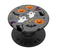 Étui d'halloween citrouilles, fantômes, sorcières, Chauves-Souris, Chats Noirs PopSockets PopGrip Adhésif