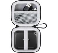 Étui Disque Dur Externe Housse de Protection pour Crucial X10 Pro/Crucial X9 Pro Portable SSD 1TB 2TB 4TB USB 3.2 EVA Housse Pochette Case Antichoc Étanche, Nior+Gris