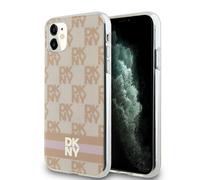 Étui DKNY Checkered Mono Pattern MagSafe pour iPhone 11, rose