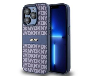 Etui DKNY do iPhone 15 Pro 6.1 niebieski/blue hardcase Leather Mono Stripe & Metal Logo