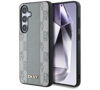 Étui DKNY en cuir à motif à carreaux compatible MagSafe pour S25, couleur taupe