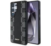 Étui DKNY en cuir à motif à carreaux compatible MagSafe pour S25 Ultra, noir