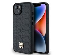 Étui DKNY Leather Monogram MagSafe pour iPhone 14, noir