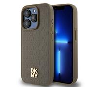 Étui DKNY Leather Pattern MagSafe pour iPhone 14 Pro, marron