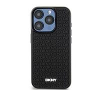 Étui DKNY pour iPhone 15 6.1 noir étui rigide 3D Rubber Repeat Pattern