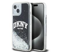 Étui DKNY pour iPhone 15 6.1 noir étui rigide Liquid Glitter Big Logo