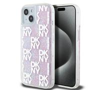 Étui DKNY pour iPhone 15 6.1 rose étui rigide Liquid Glitter Multilogo