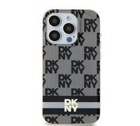 Étui DKNY pour iPhone 15 Plus 6.7 noir étui rigide IML Checkered Mono Pattern & Printed Stripes MagSafe