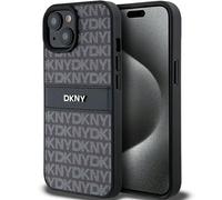 Coque Pour Iphone 15 Plus Série Repeat Pattern Tonal Stripe Avec Logo Métallisé Dkny Noir