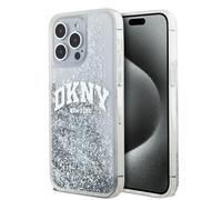 Étui DKNY pour iPhone 15 Pro 6.1 blanc étui rigide Liquid Glitter Big Logo