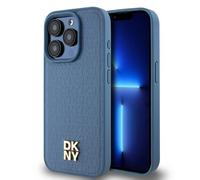 Étui DKNY pour iPhone 15 Pro 6.1 bleu étui rigide Leather Monogram Pattern Metal Logo MagSafe