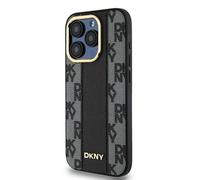 Étui DKNY pour iPhone 15 Pro 6.1 noir étui rigide Leather Checkered Mono Pattern MagSafe
