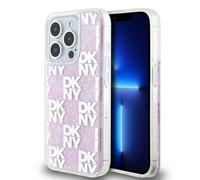 Étui DKNY pour iPhone 15 Pro 6.1 rose étui rigide Liquid Glitter Multilogo