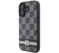 Coque pour iPhone 16 Elégante avec Motifs à Carreaux et à Rayures Noir