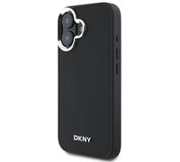 Étui DKNY pour iPhone 16 6.1 noir étui rigide Plain Silver Logo MagSafe