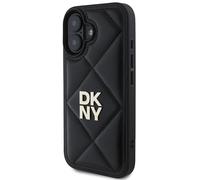 Étui DKNY pour iPhone 16 6.1 noir Quilted Stack Logo
