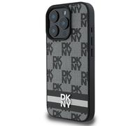 Étui DKNY pour iPhone 16 Pro 6.3 noir étui rigide Checkered Pattern & Printed Stripes
