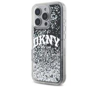 Étui DKNY pour iPhone 16 Pro 6.3 noir étui rigide Liquid Glitter Arch Logo