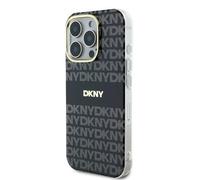 Étui DKNY pour iPhone 16 Pro 6.3 noir étui rigide Repeat Texture Pattern With Stripe