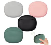 Étui écouteurs mini en silicone - 4 pièces boîte rangement écouteurs compactes colorées - étui rigide sans fermeture - rose vert gris noir - pour accessoires, bijoux, câbles, écouteurs
