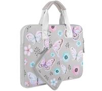 Étui Élastique pour Ordinateur Portable 14" avec Petit étui pour MacBook Pro 14" M4/M3/M2/M1, MacBook Air/Pro 13,3", XPS 13/14 étui MacBook résistant à la Pluie avec Poignée,Papillon