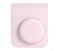 Étui élégant en cuir synthétique compatible avec Instax For Mini 12 - Léger et facile à transporter avec bandoulière - Rose