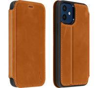 Étui en cuir Akashi avec compartiment et fonction support pour Apple iPhone 12 Mini - Marron