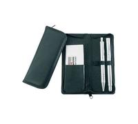 Étui en cuir - Alassio - Noir - Pour 3 instruments - Fermeture zippée - Cuir véritable