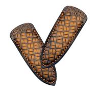 Étui en cuir artisanal pour aiguille et cutter Tisane - Protection permanente - Rangement ancien plan dense - Étui en cuir artisanal fin, 2 pièces