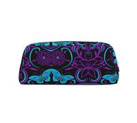 Étui en cuir avec fermeture éclair pour stylo à bille, stylos à bille, stylos à bille, crayons et crayons Motif papillon sur une belle fleur, Argenté., Taille unique, Trousse de maquillage