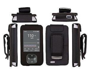 Étui en cuir avec film protecteur d'écran inclus pour récepteur Dexcom G7/G6 Marron