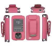 Étui en cuir avec film protecteur d'écran inclus pour récepteur Dexcom G7/G6 Rose